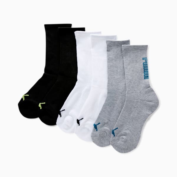 Boys' Crew Socks [6 Pack], GREY / BLUE, extralarge